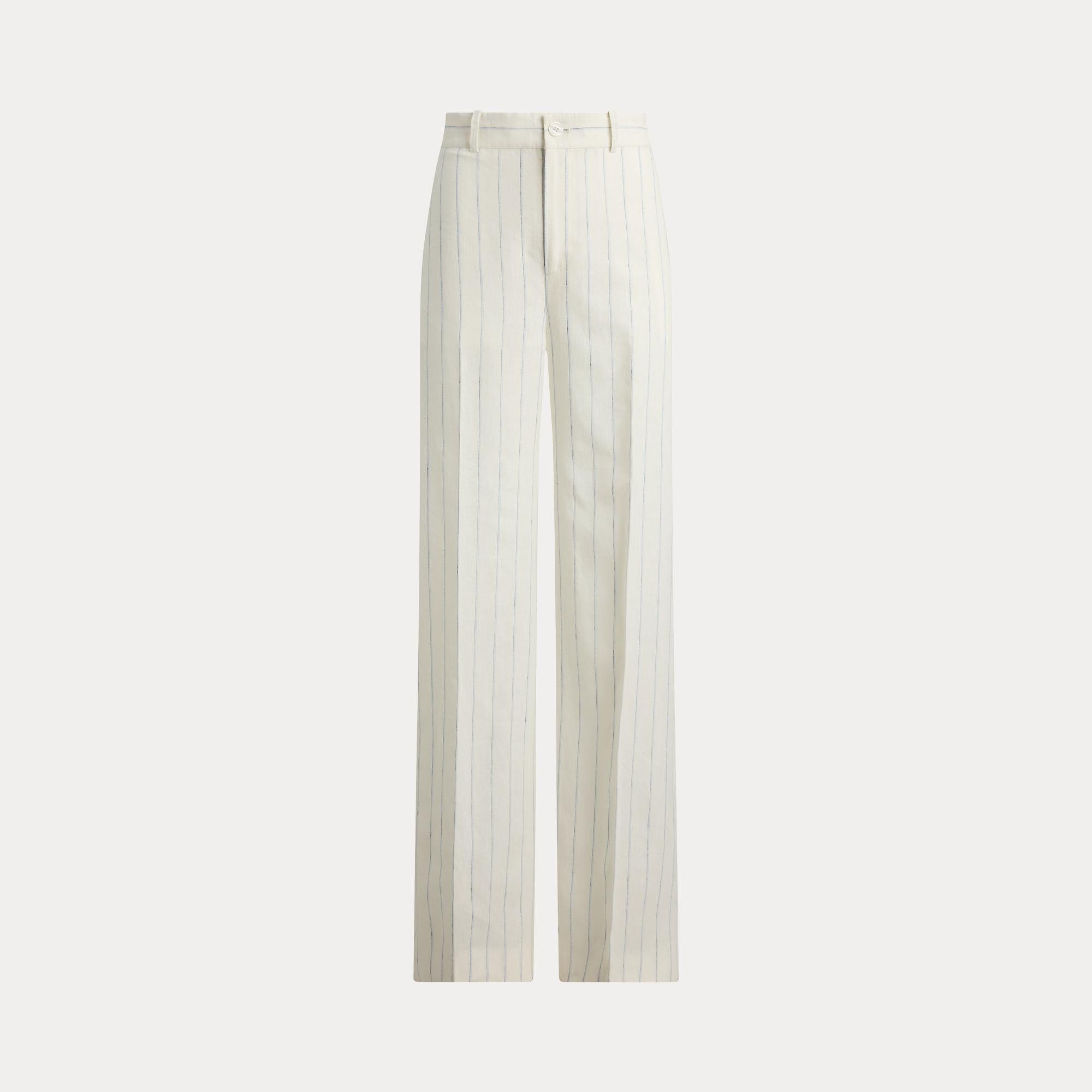 pantaloni in lino a righe 200-P08942 001 LAUREN RALPH LAUREN 
