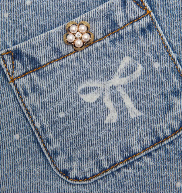 abito in denim con fiocco 737S-BL LIGHT BLUE SELF-PORTRAIT 