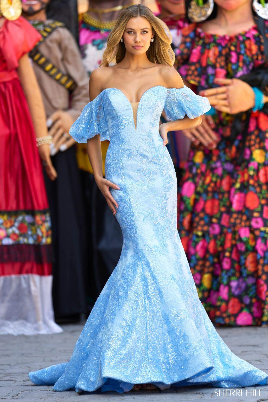 abito a sirena 55326 LIGHT BLUE SHERRI HILL 