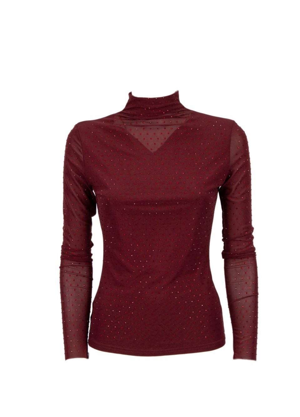 maglia a collo alto con strass PAGANI 230W5A7 BORDEAUX ODI' ODI' 