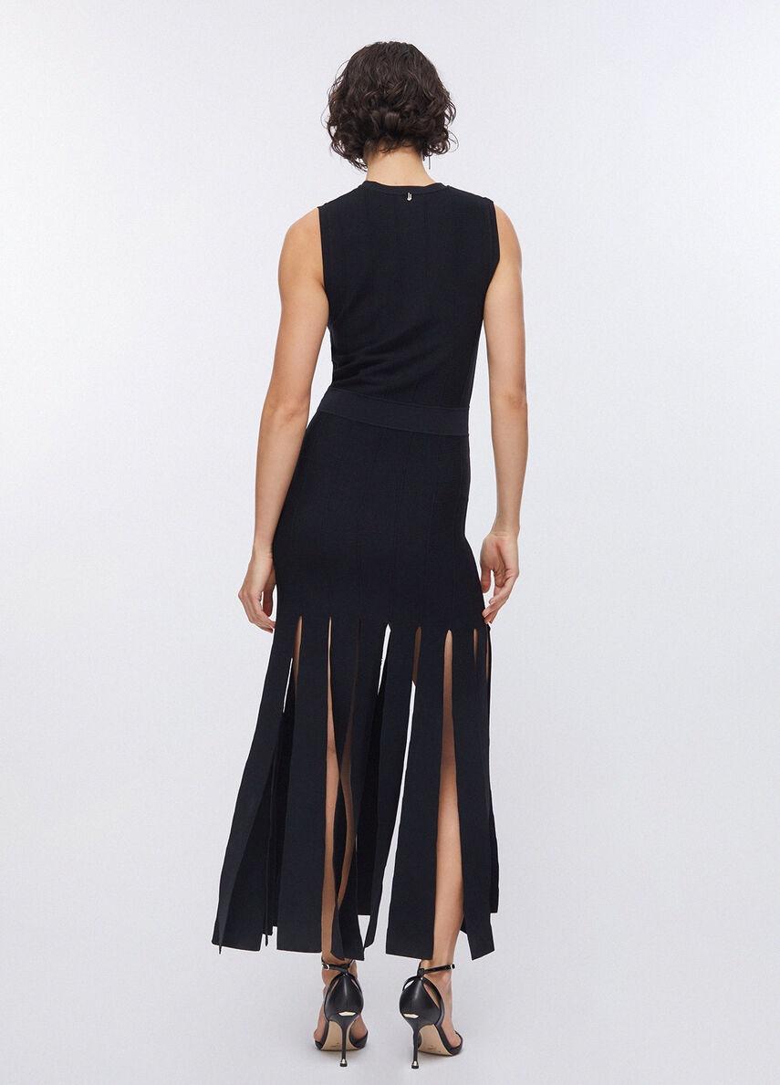 abito in maglia con frange CA6349MS55N 22222 LIU JO BLACK 