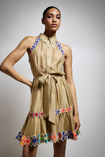 abito con collo a camicia T4520 BEIGE TWINS 