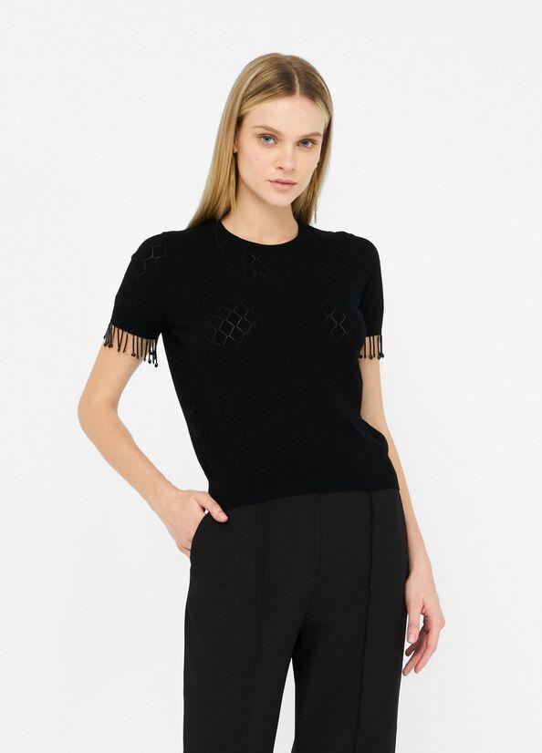 t-shirt con applicazioni maniche CF5005MS18F 22222 LIU JO BLACK 