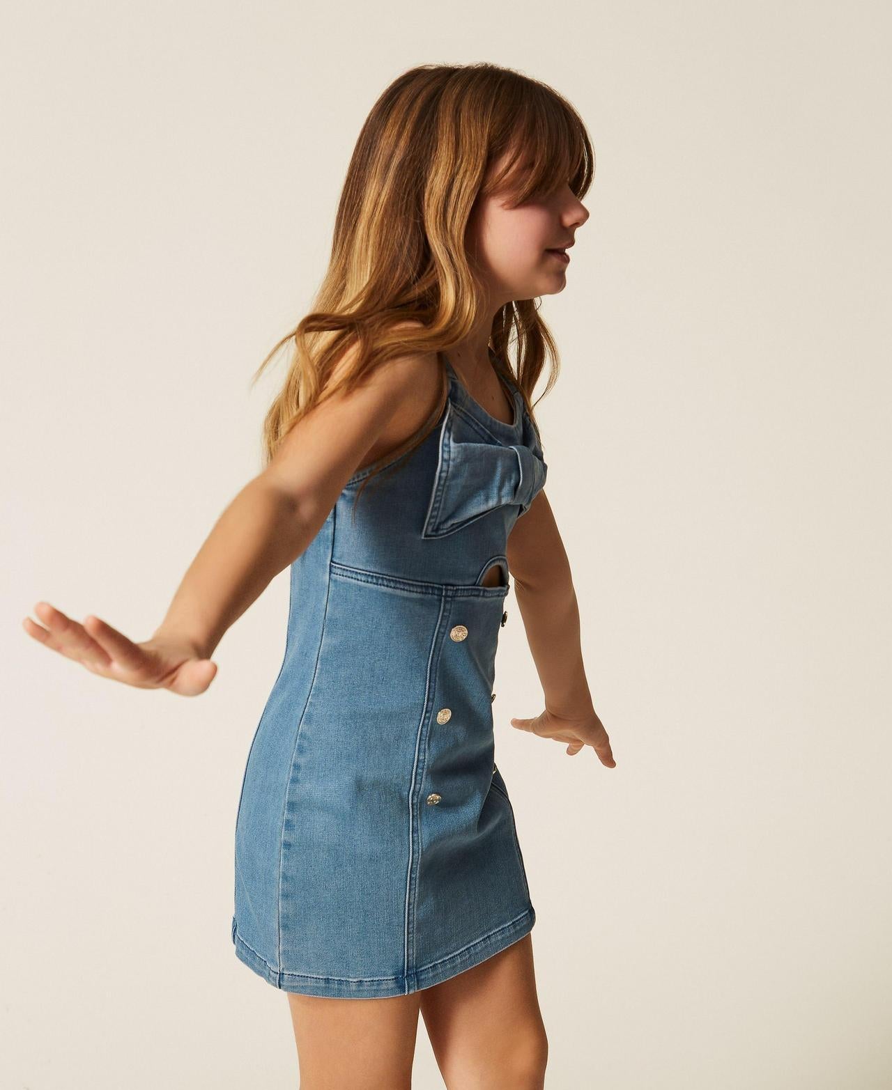 abito corto in denim fiocco 261GJ2061 03451 TWINSET GIRL 