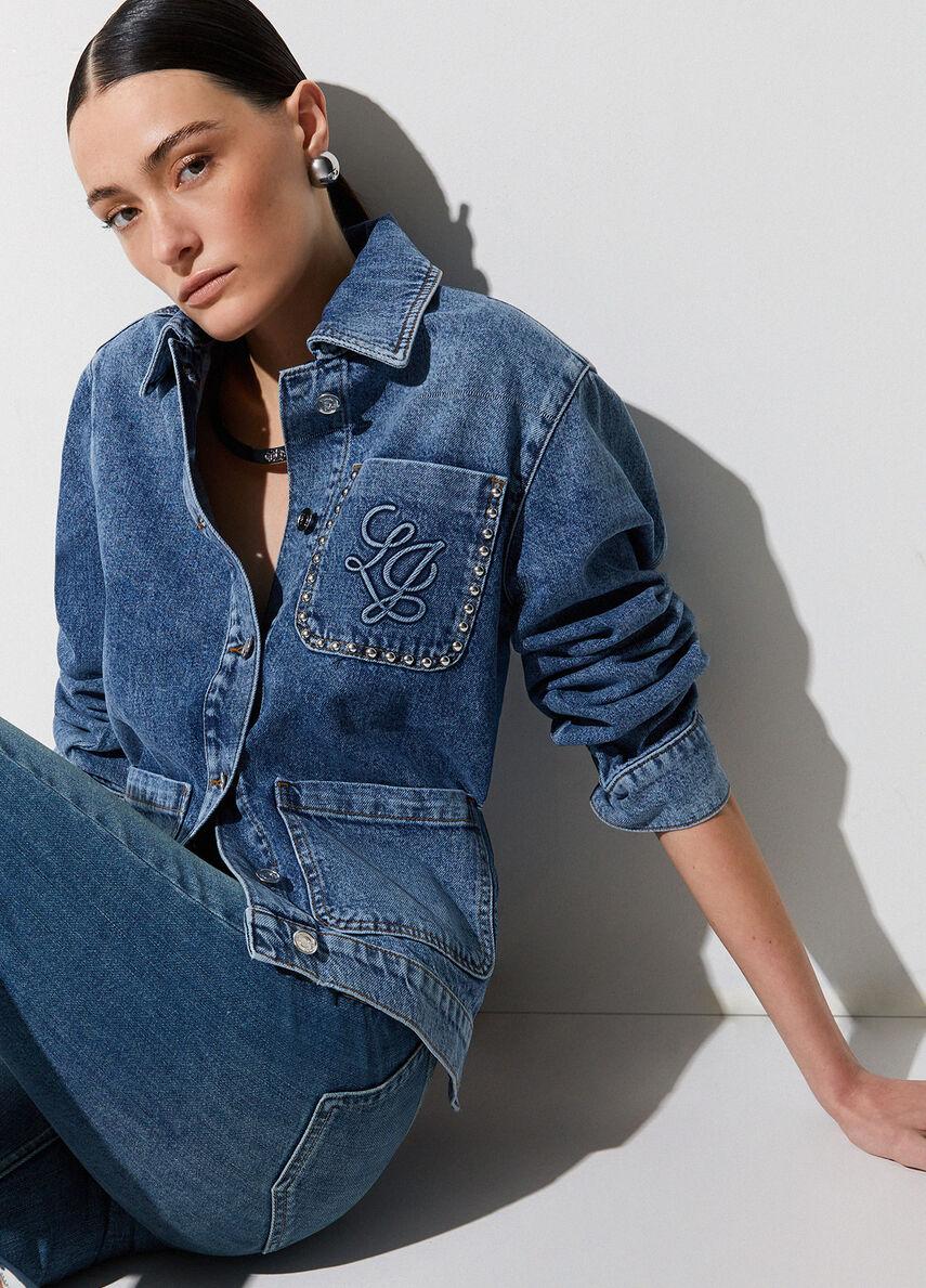 giacca overshirt in denim UA6125D4854 78976 LIU JO DENIM 