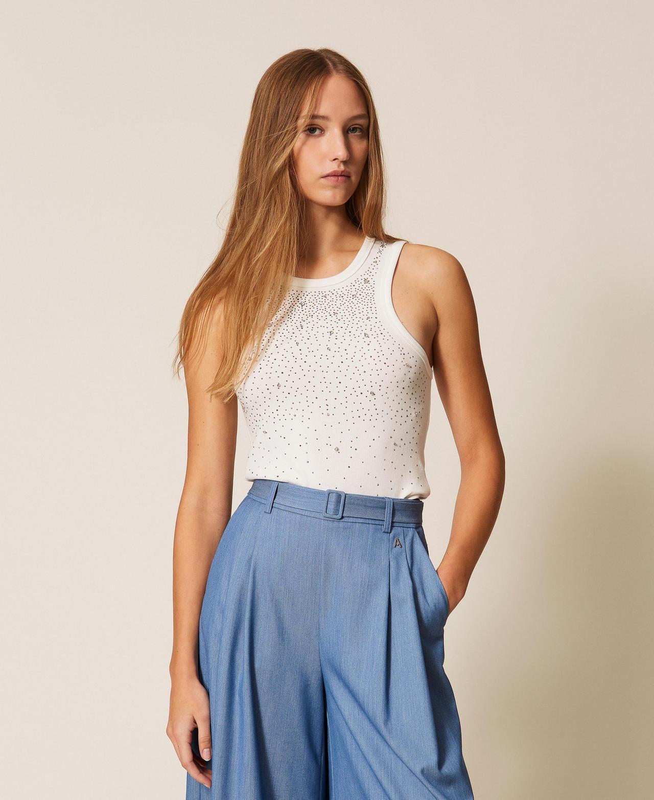 top a costine con ricamo 261AP2201 00526 TWINSET ACTITUDE 