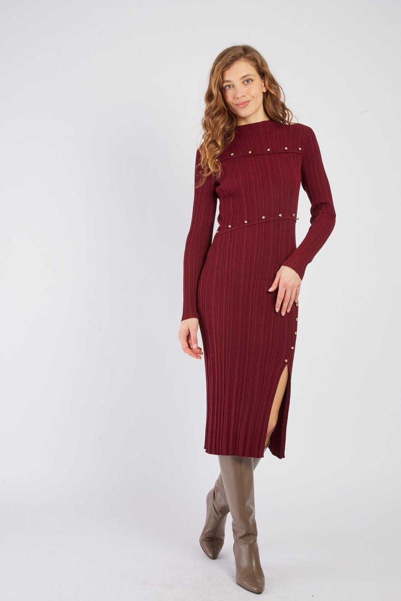 abito midi con applicazioni borchie A512055 BORDEAUX DERHY 