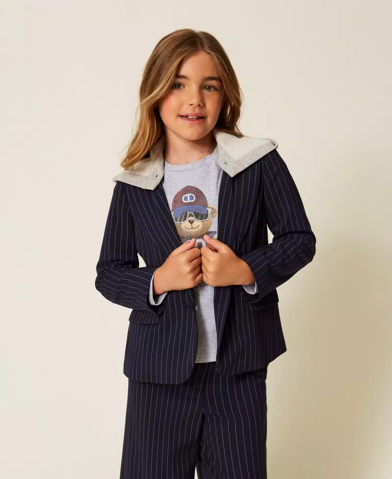 giacca gessata con cappuccio 252GJ2040 12713 TWINSET GIRL 