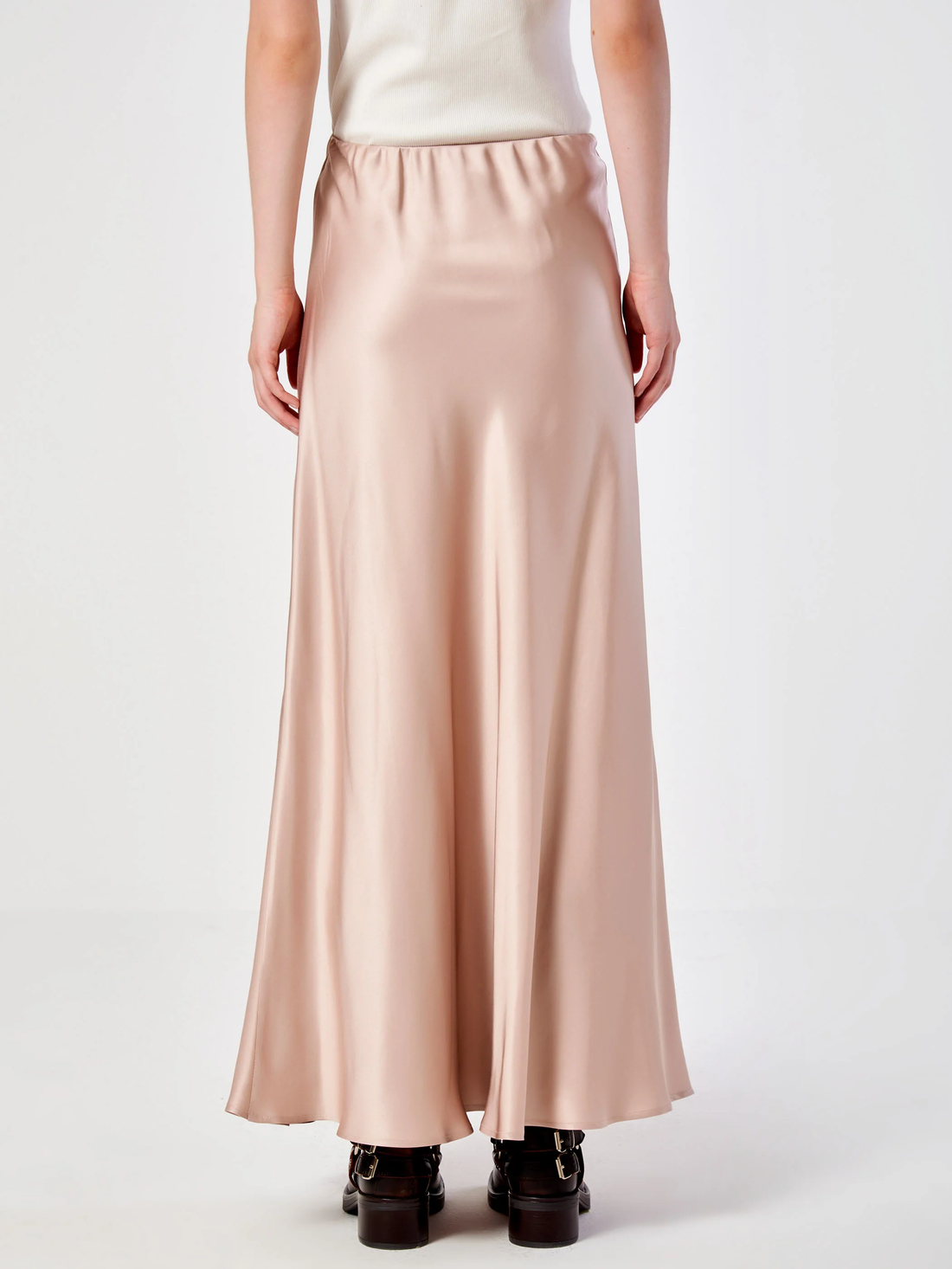 gonna lunga in tessuto lucido TS0250 ROSA VICOLO 