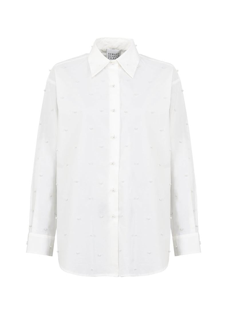 camicia in cotone con perle 090626/952 WHITE EDWARD ACHOUR PARIS 