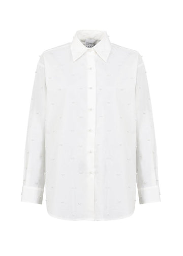 camicia in cotone con perle 090626/952 WHITE EDWARD ACHOUR PARIS 