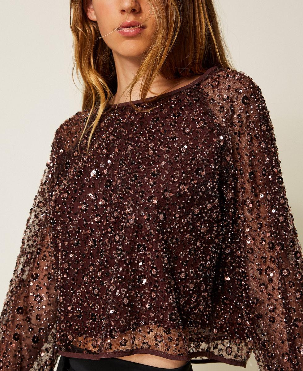 blusa in tulle con pailettes 252AP2272 12562 TWINSET ACTITUDE 