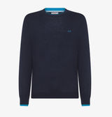 SUN68 maglioncino con collo in contrasto Blu