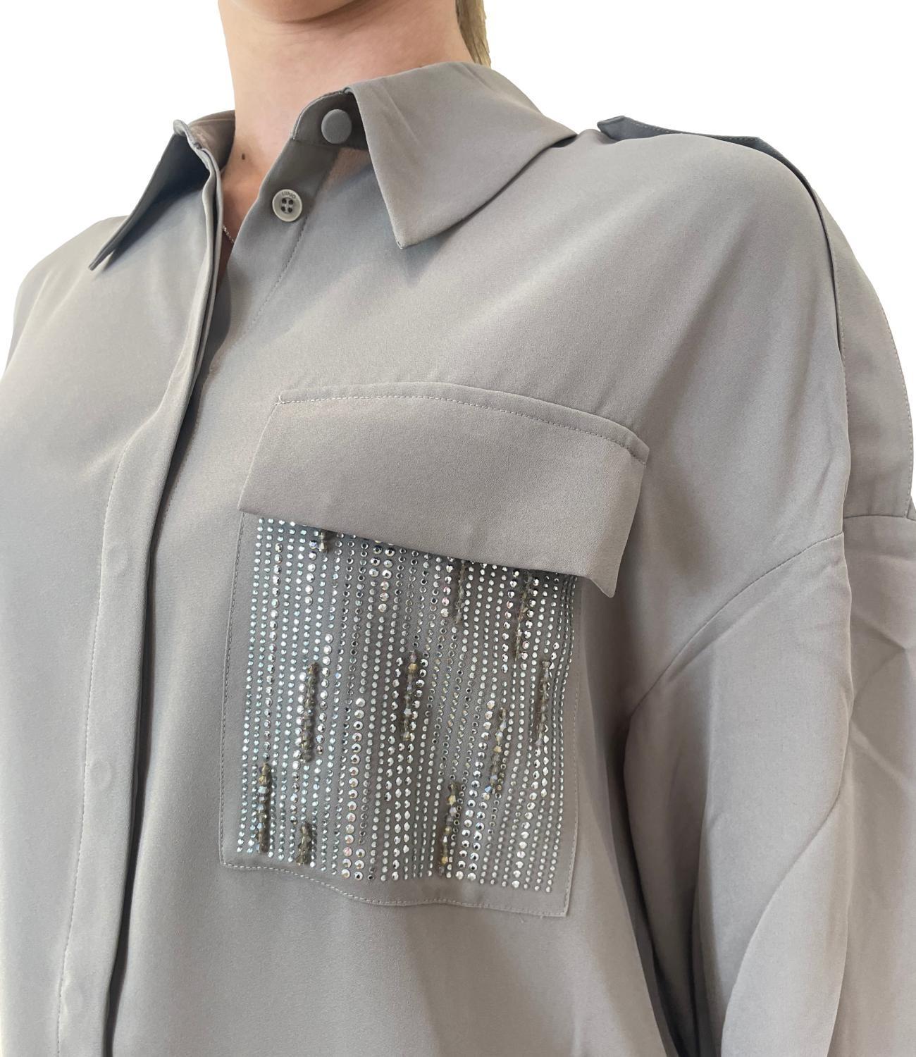 camicia con applicazione taschino CF5210TS109 X0707 LIU JO BLACK 
