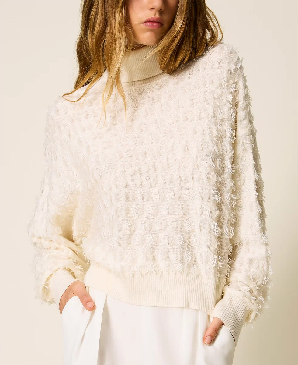 dolcevita con frange 252AP3200 00282 TWINSET ACTITUDE 