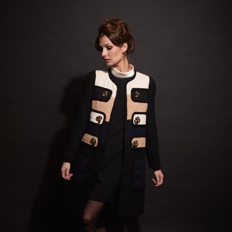 cappotto a fantasia 090217/923 BLACK EDWARD ACHOUR PARIS 