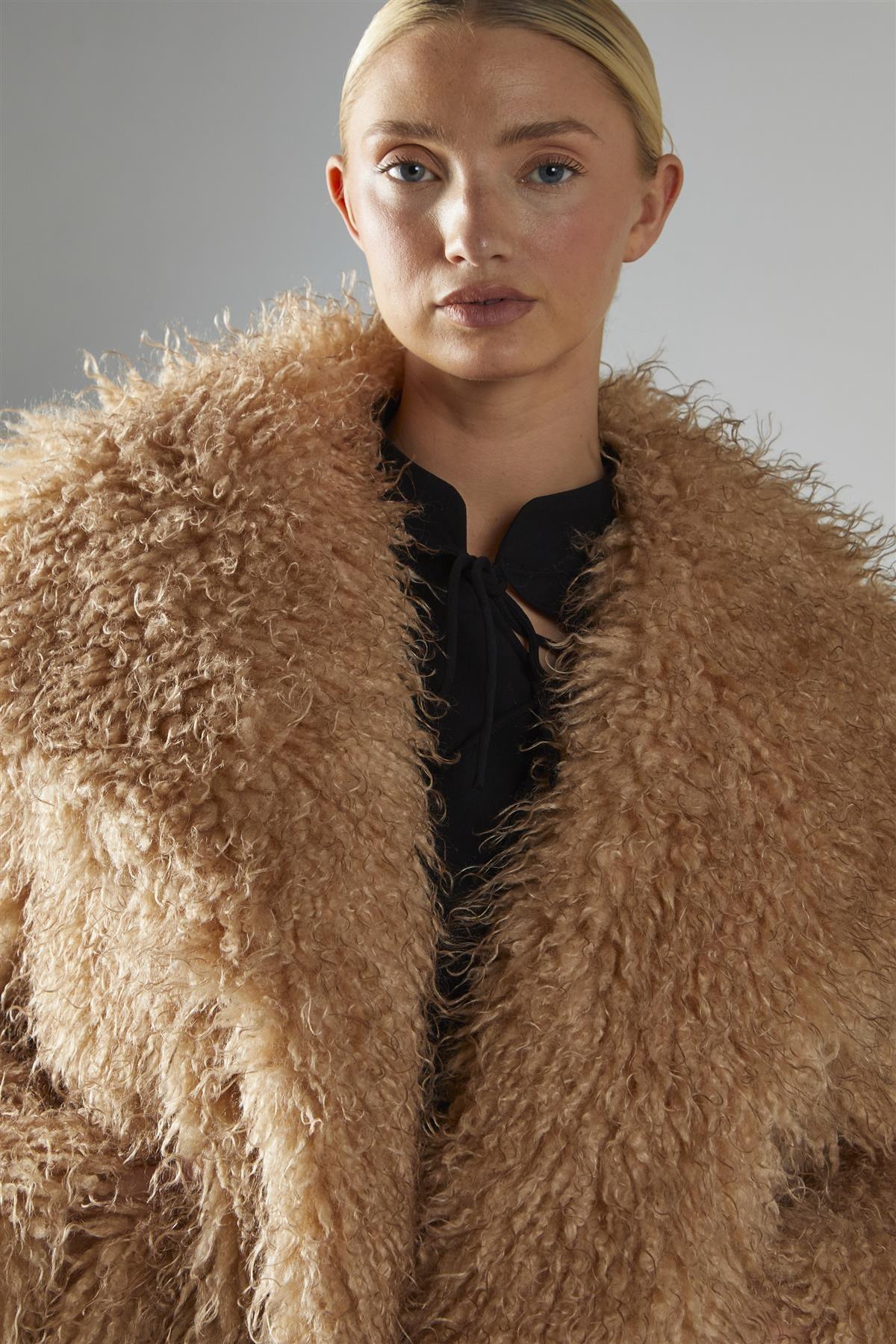 cappotto in pelliccia sintetica AN5324 CARAM GLAMOROUS 