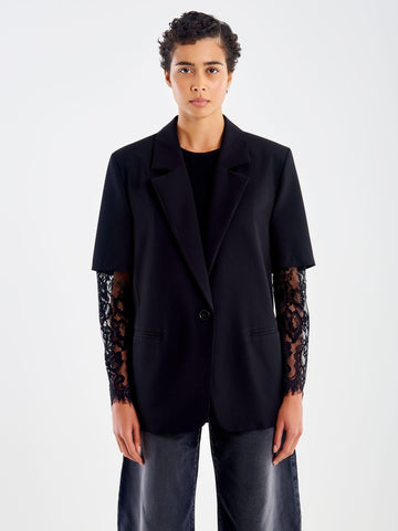 giacca con maniche in pizzo TF0617 NERO VICOLO 