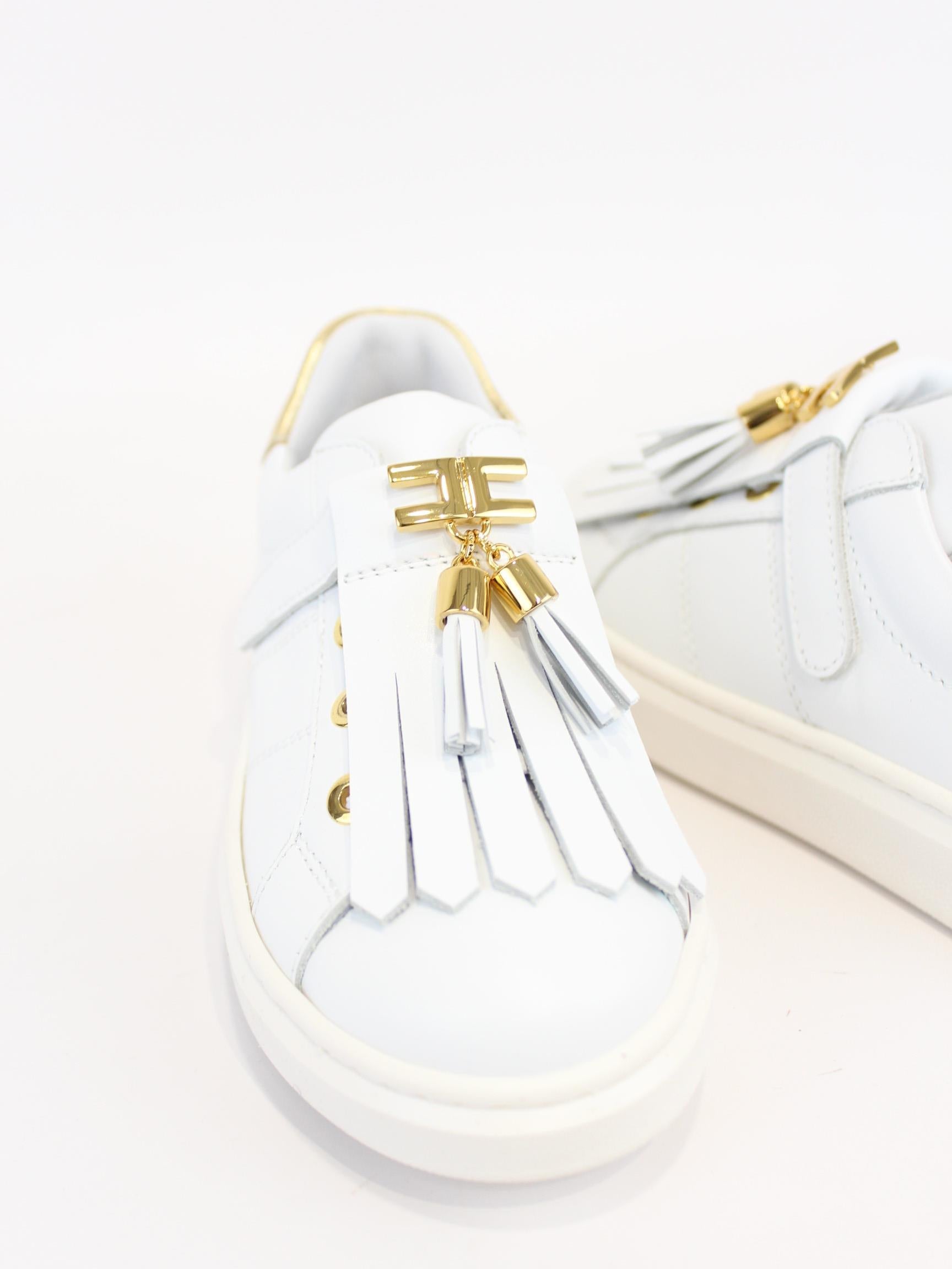 sneakers con frange e inserti oro F1A9 E0224 BIANCO/ORO ELISABETTA FRANCHI 