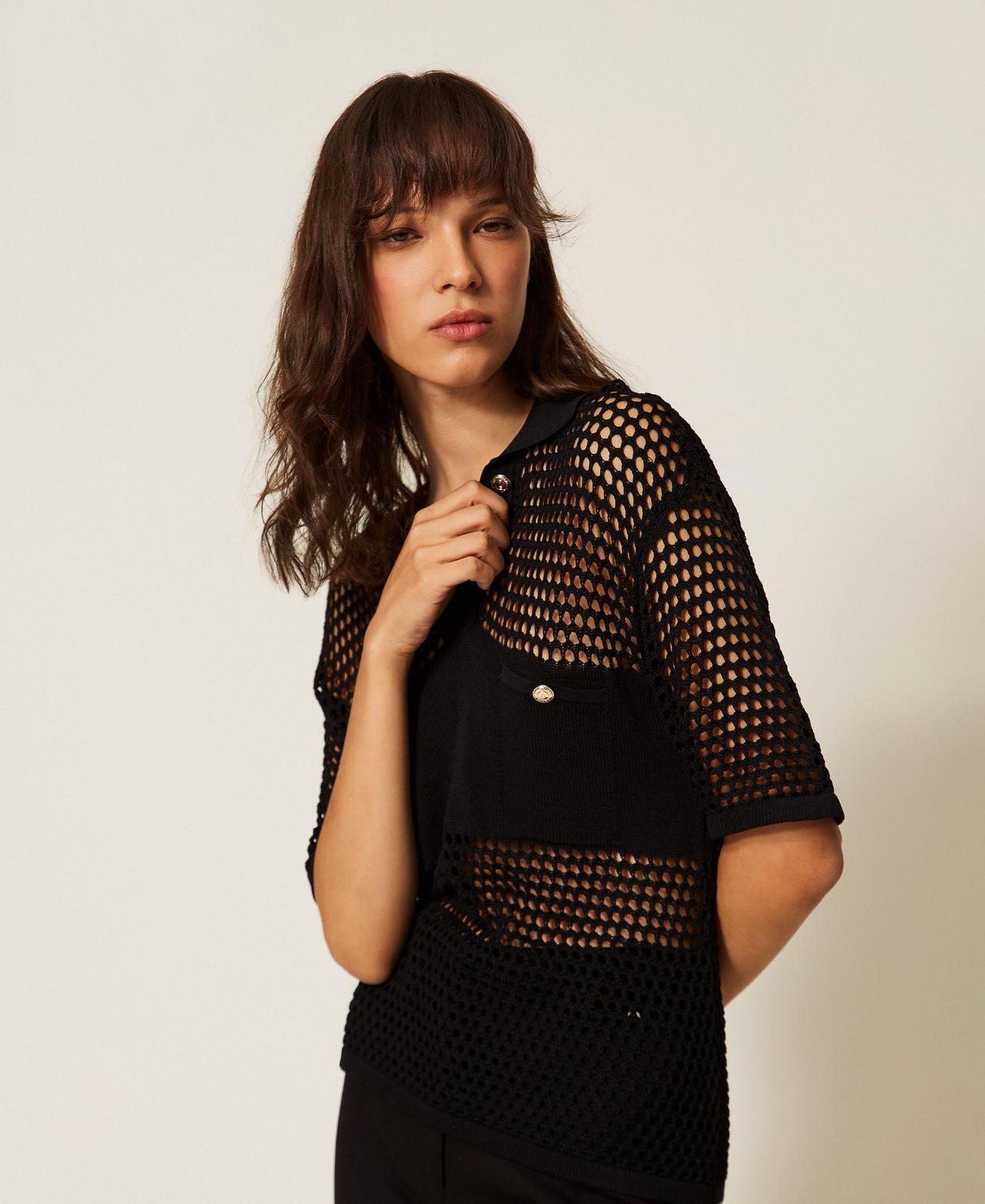 maglia a polo con punto a rete 261AP3033 00006 TWINSET ACTITUDE 