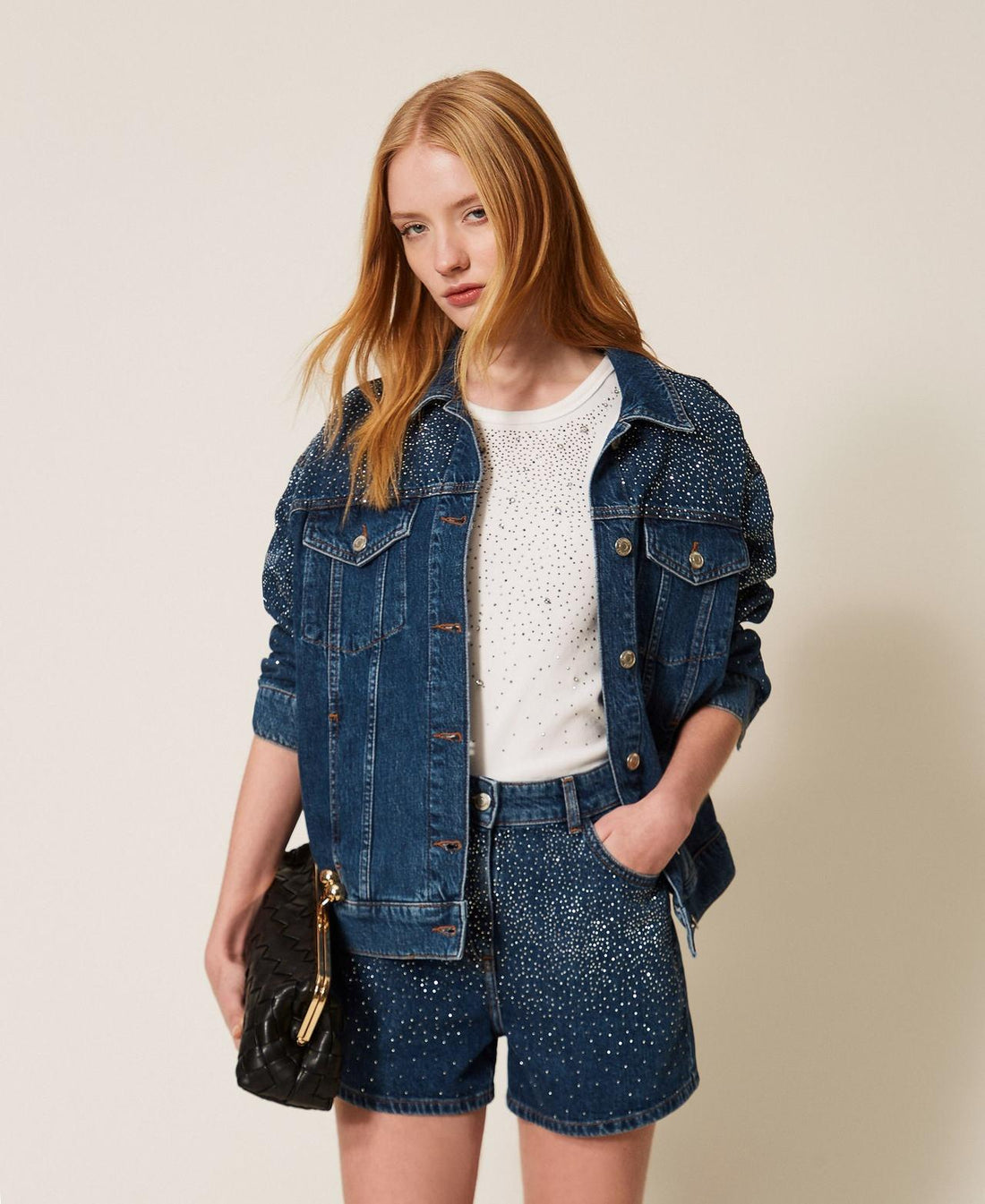 shorts in denim con strass 261AP2341 01104 TWINSET ACTITUDE 