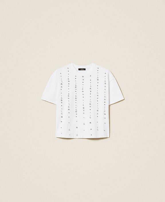 t-shirt con strass 252AT2151 00840 TWINSET ACTITUDE 