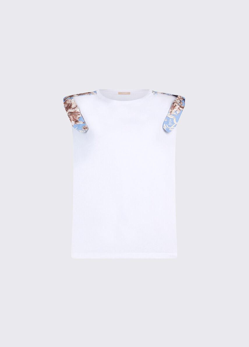 t-shirt con spalline WA6201J6308 P9551 LIU JO WHITE 