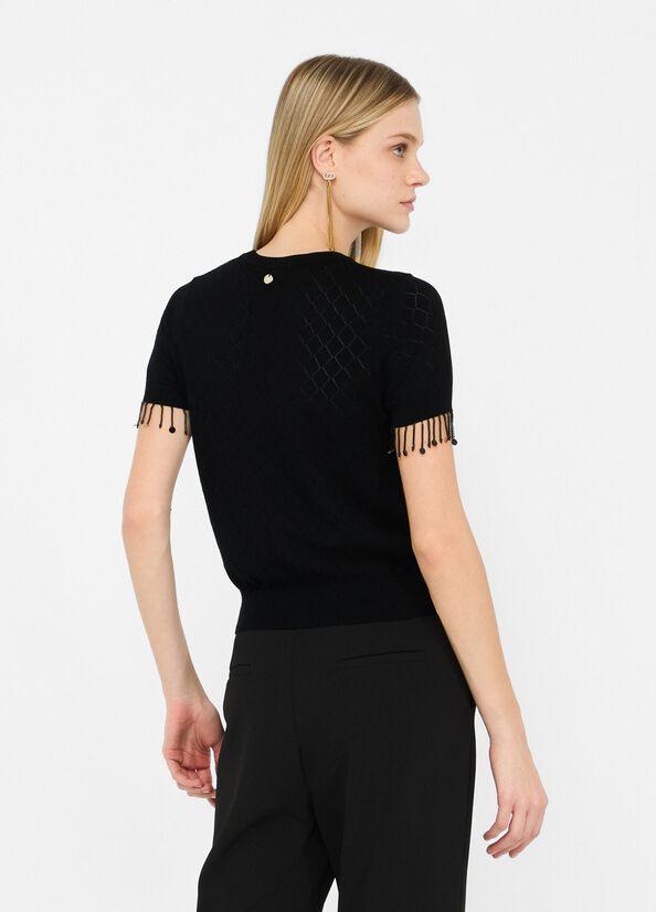 t-shirt con applicazioni maniche CF5005MS18F 22222 LIU JO BLACK 