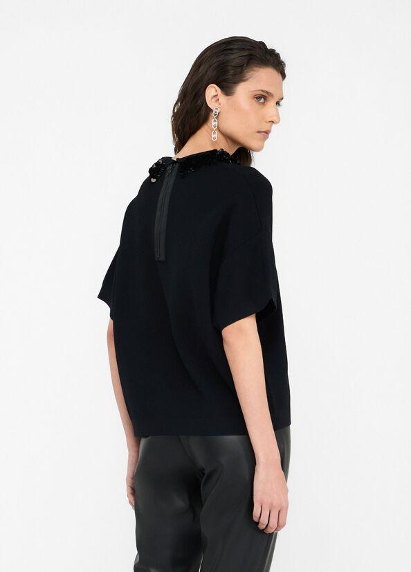 maglia con pailettes CF5038MS55N 22222 LIU JO BLACK 