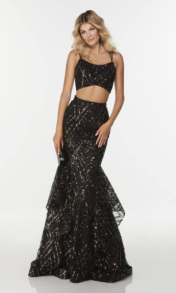 Abito lungo due pezzi 61212 BLACK-GOLD ALYCE PARIS 
