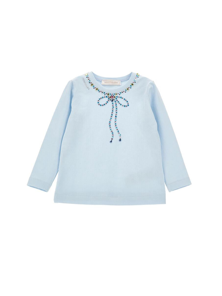 t-shirt con applicazione strass 19F620 6013 0058 MONNALISA 