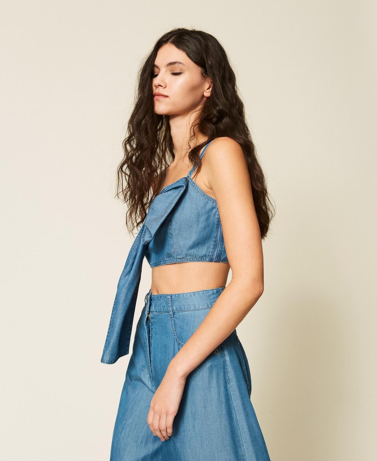 top in jeans con fiocco 261AT2050 07283 TWINSET ACTITUDE 