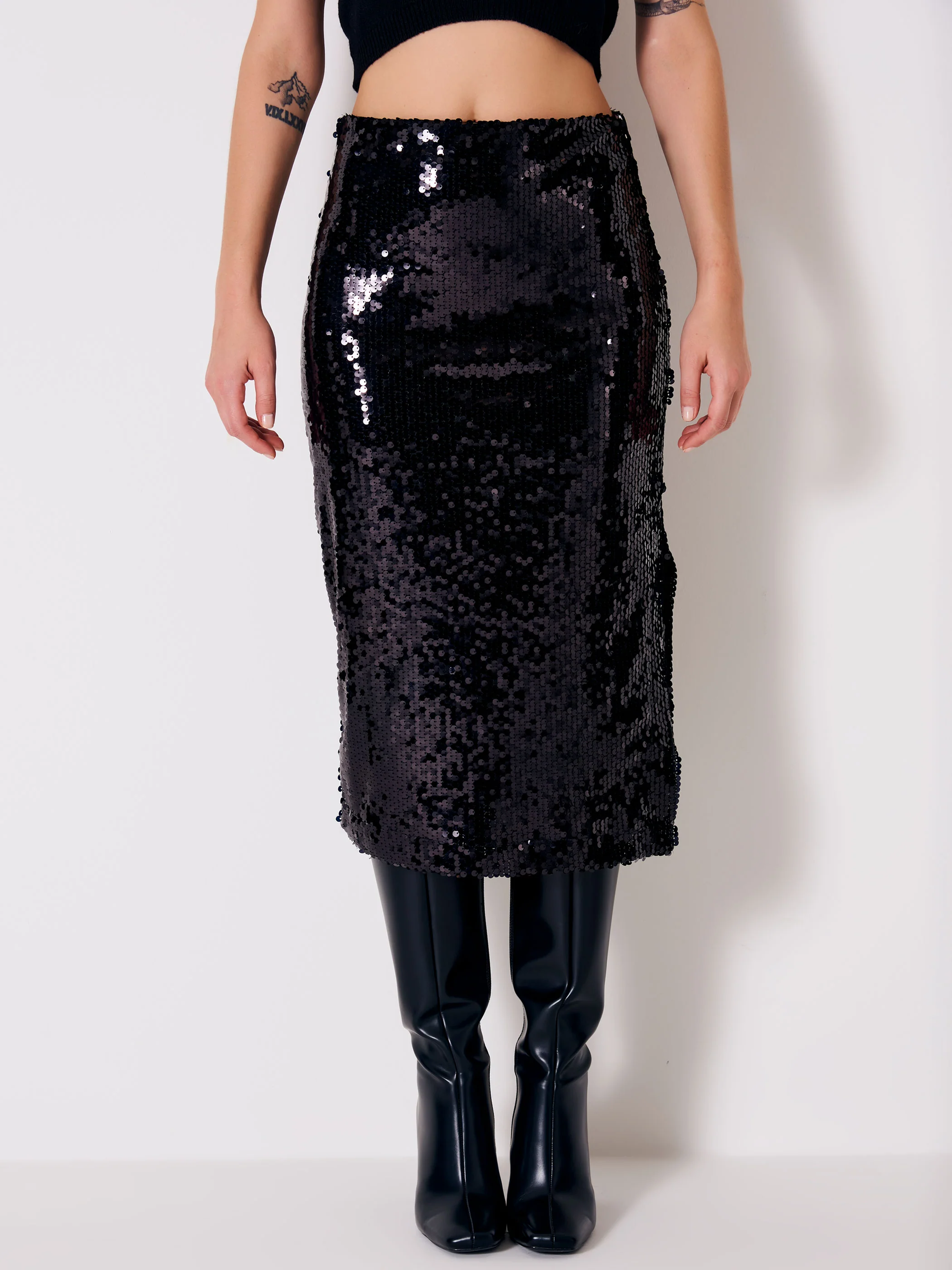 gonna lunga full pailettes TR1364 NERO VICOLO 