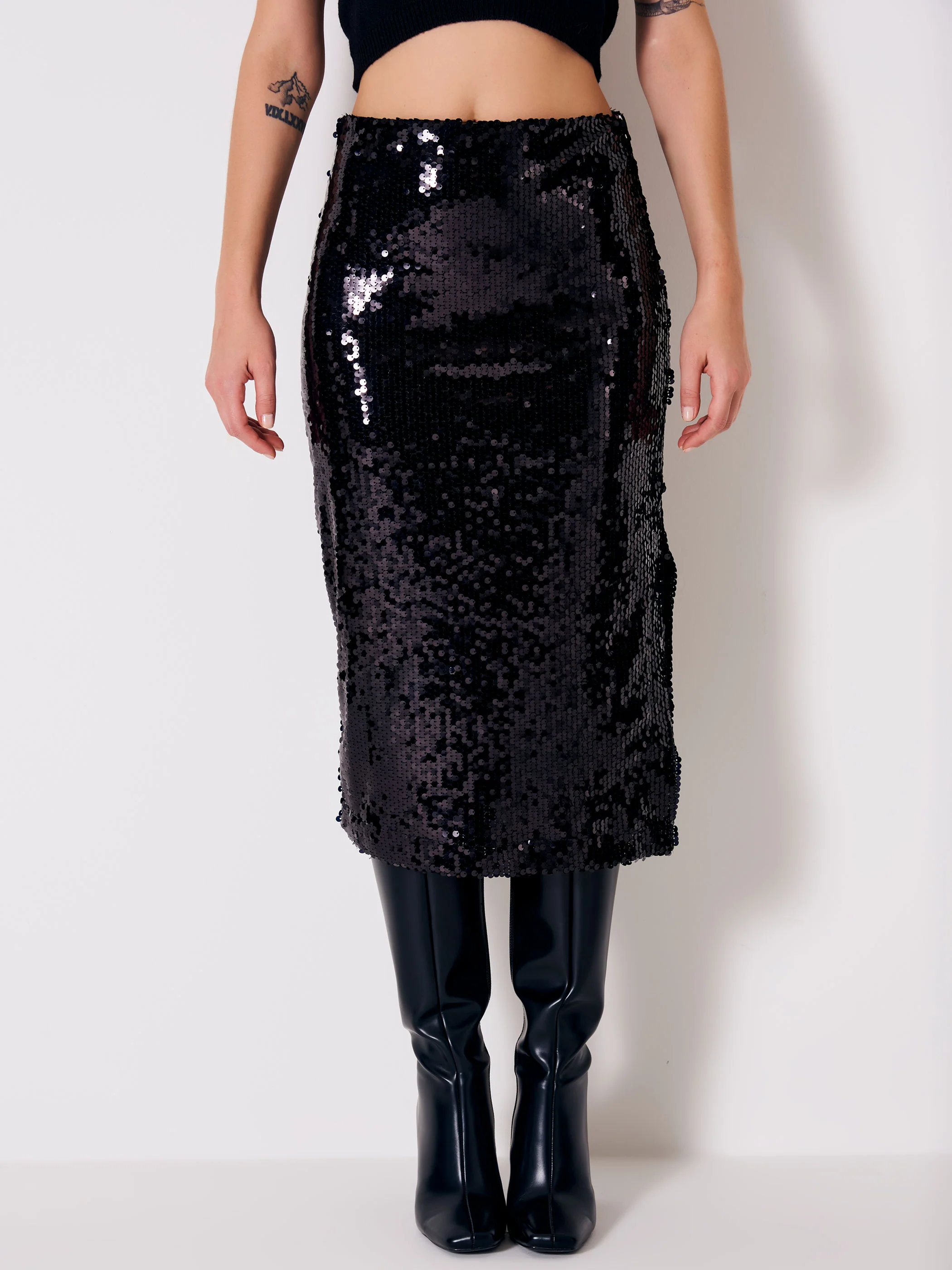 gonna lunga full pailettes TR1364 NERO VICOLO 