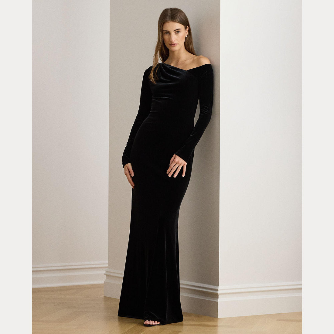 abito asimmetrico in velluto 253-979962 001 LAUREN RALPH LAUREN 