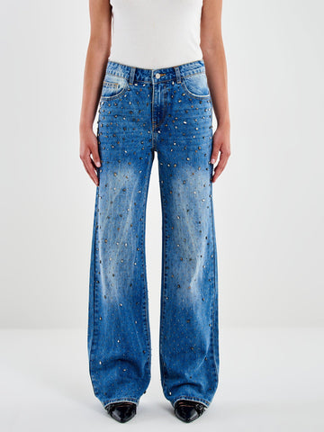 jeans aurora con borchie e strass DF5154 DENIM VICOLO 