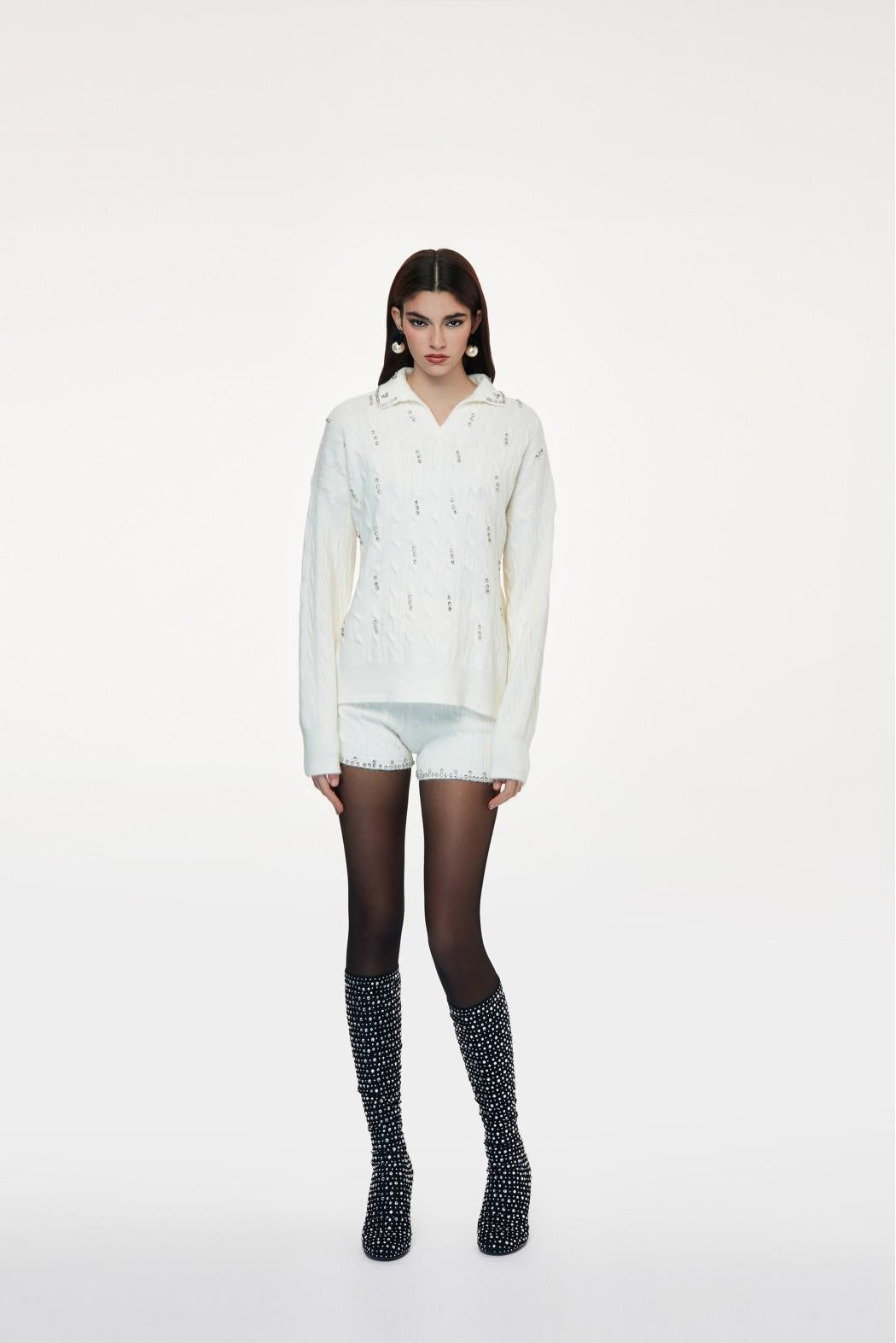 coordinato maglione shorts NIBBIOLA 260W5D7 BIANCO ODI' ODI' 
