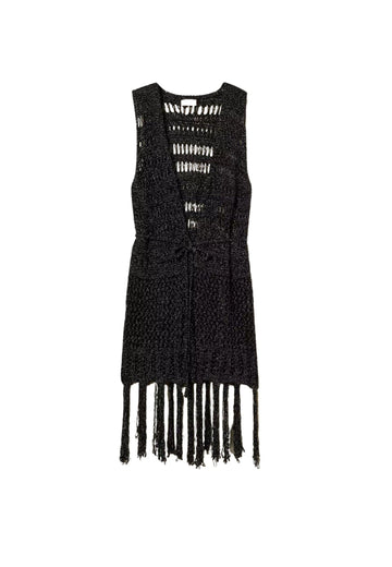 gilet con cinta e frange 251TA4360 00006 TWINSET 