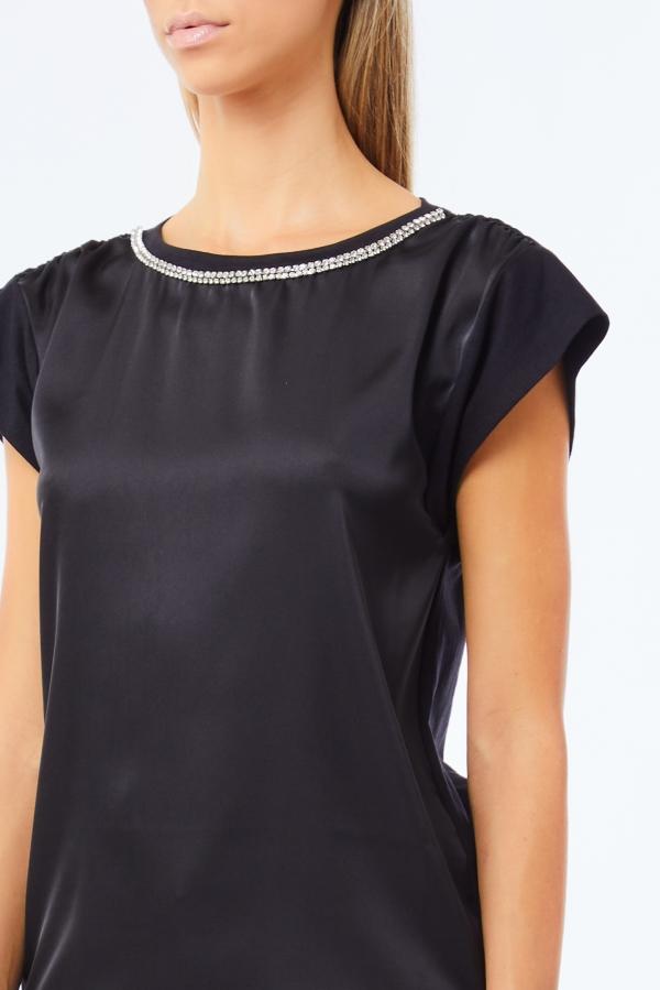 t-shirt con gioiello al collo UF5262J6308 22222 LIU JO DENIM 