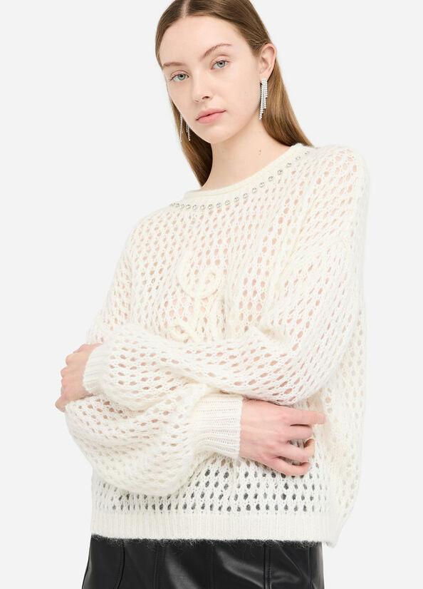 maglia in lana mohair MF5430MS039 10701 LIU JO WHITE 