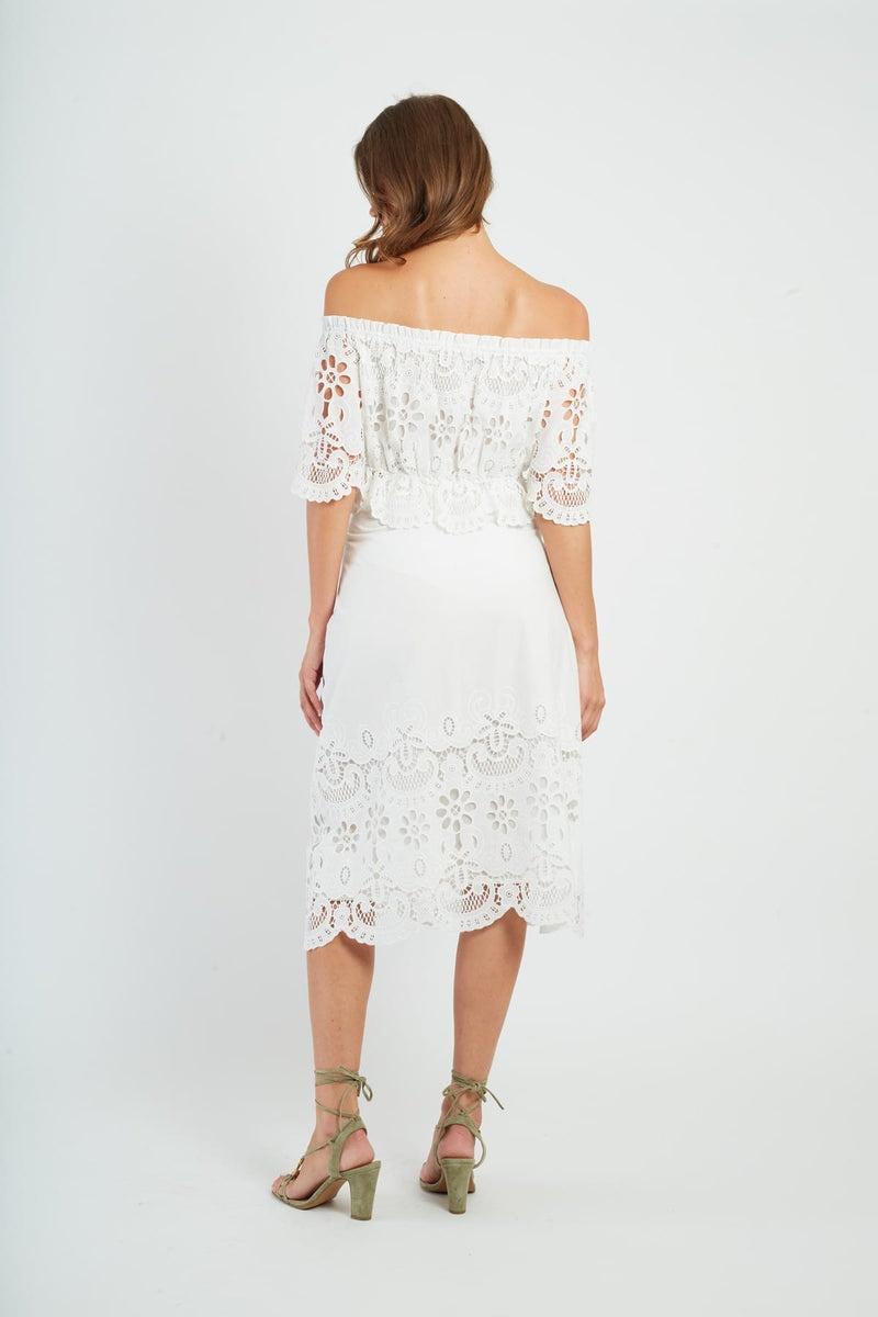 blusa con spalle scoperte P625005 EDWIGE 2 BLANC DERHY 