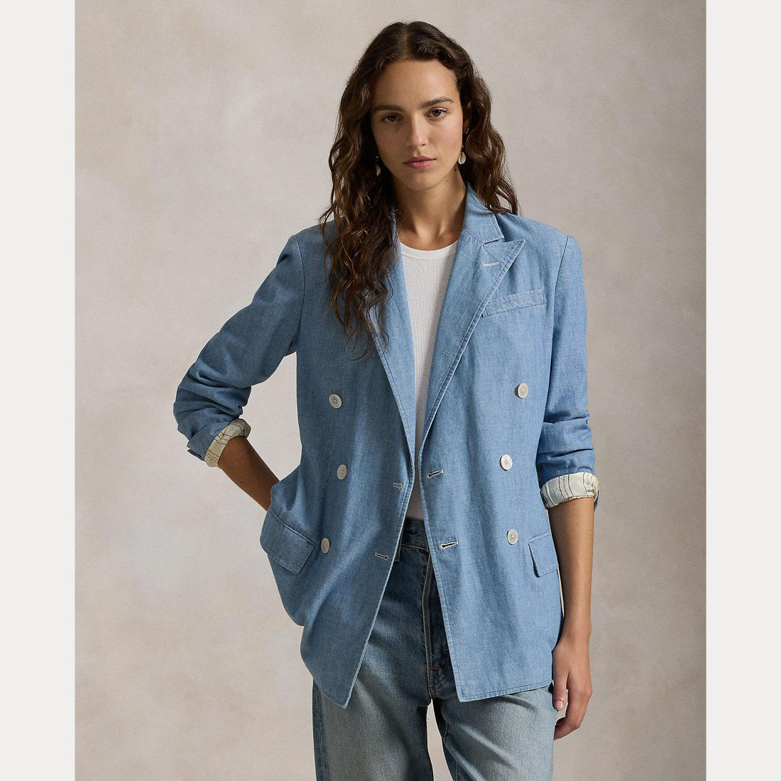 blazer doppiopetto in chambray 211-959934 001 RALPH LAUREN POLO 