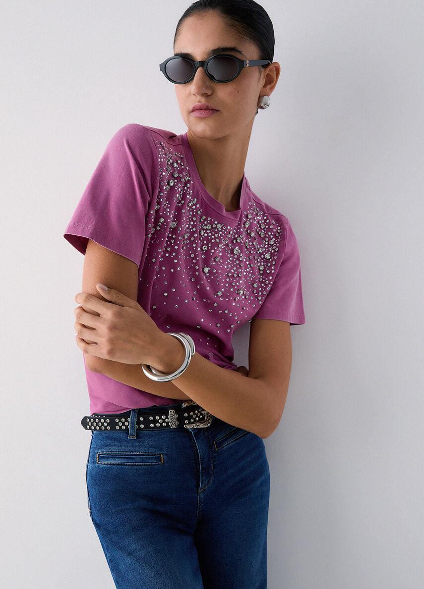 t-shirt con gioiello CA6193J3868 P9666 LIU JO BLACK 