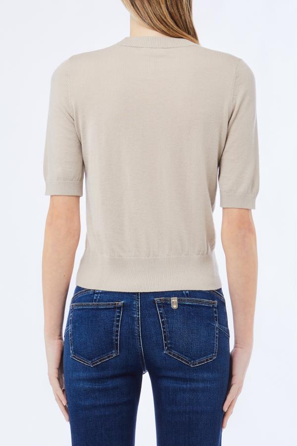 maglia con spacchetto e logo al fondo MF5377MA16R 54504 LIU JO WHITE 