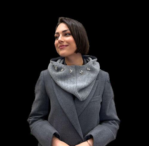 bataclava con applicazione gioiello 55209F GRIGIO VICOLO 