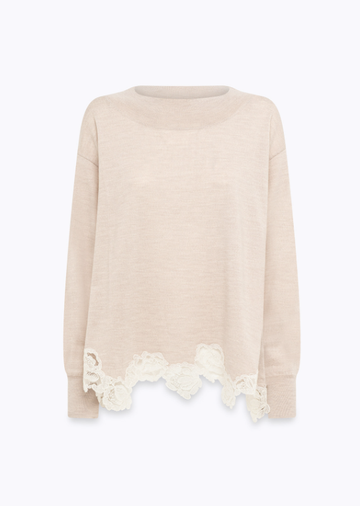 maglia con inserto pizzo RF5171MA82O 02070 Blugirl 