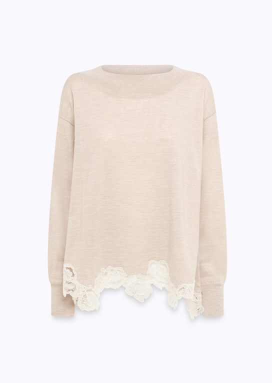 maglia con inserto pizzo RF5171MA82O 02070 Blugirl 