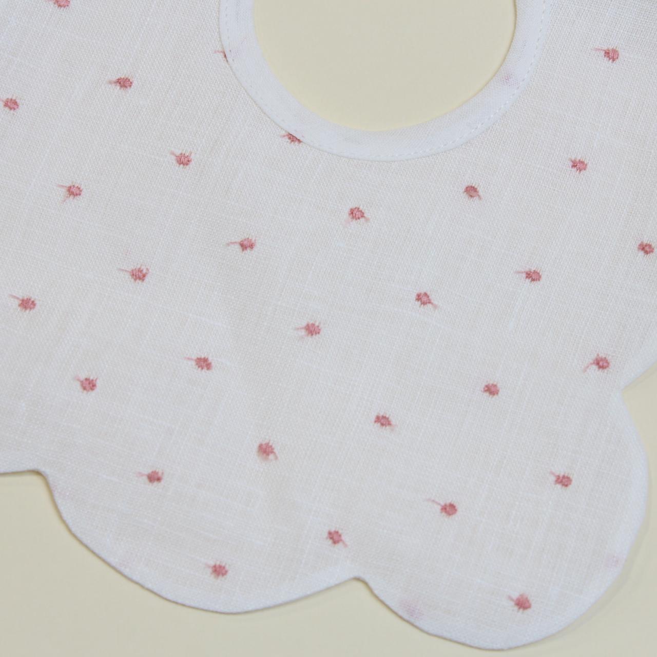 BAVETTA NEONATO IN LINO TEDDY BAVETTA PINK/AVORIO PICCOLA GIUGGIOLA 
