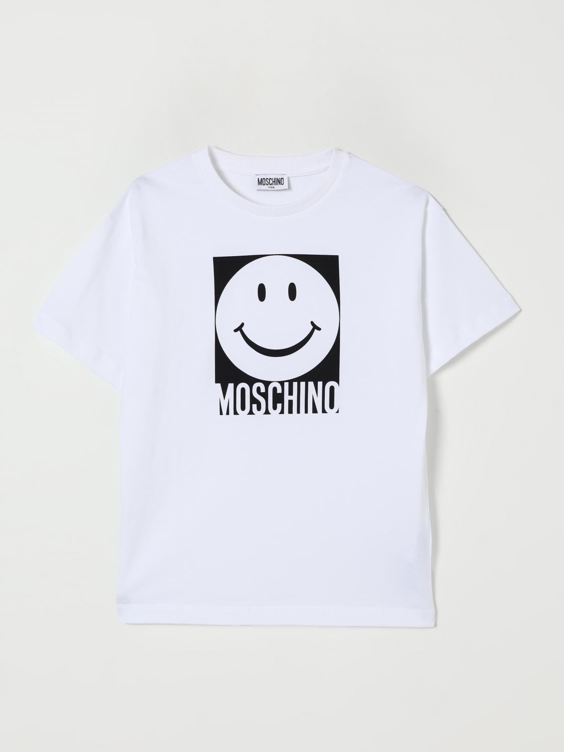 t-shirt logo smile HSM05GLAA01 10101 MOSCHINO KIDS 
