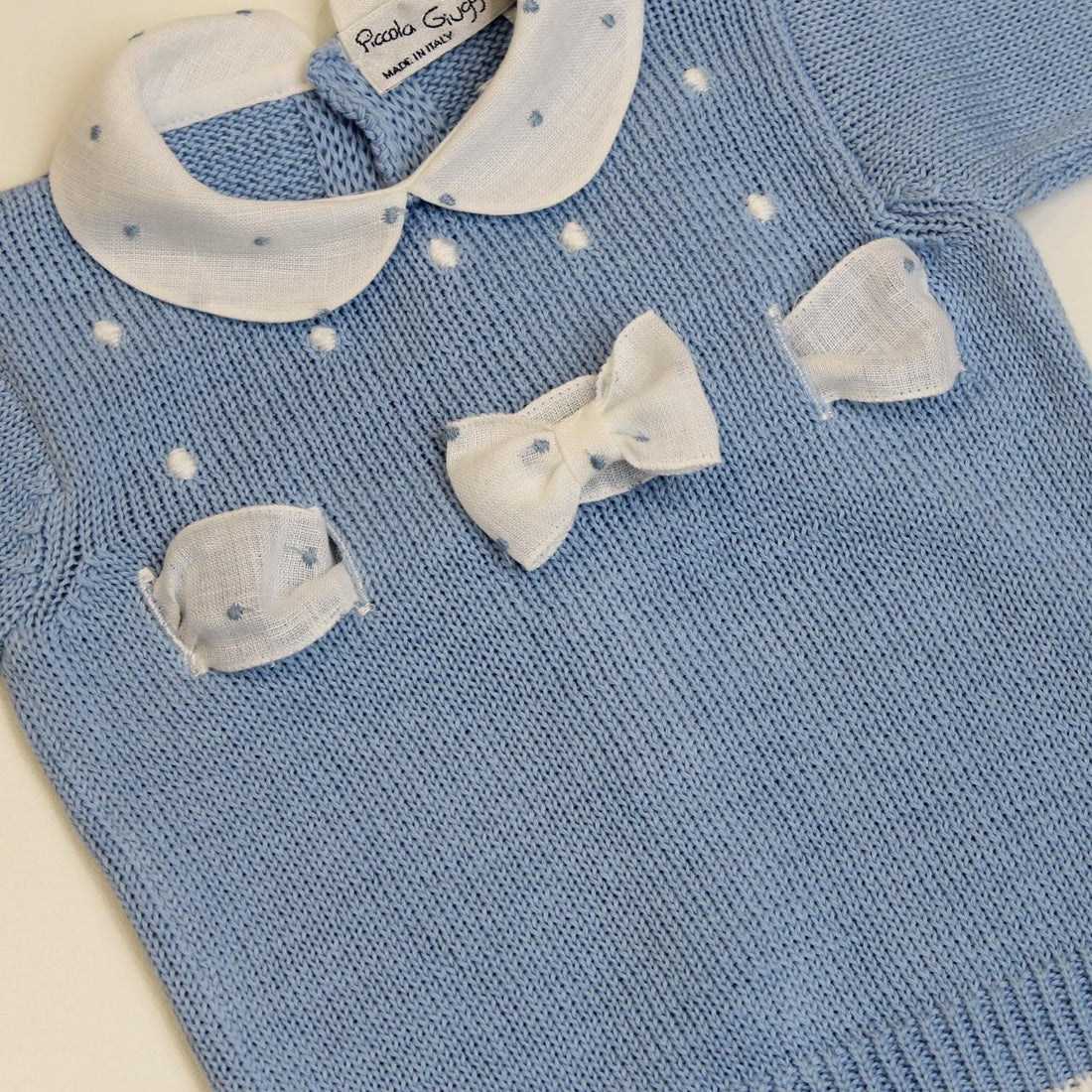 COMPLETINO NASCITA TEDDY in cotone TEDDY COPRIFASCE CIELO/AVORIO PICCOLA GIUGGIOLA 